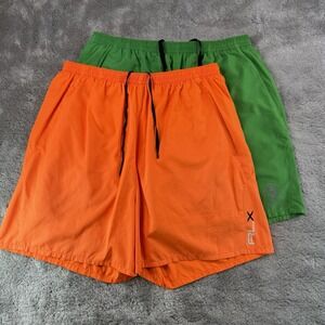 RLX Ralph Lauren Men's Athletic Shorts Lot L Lined Orange Green Running Training